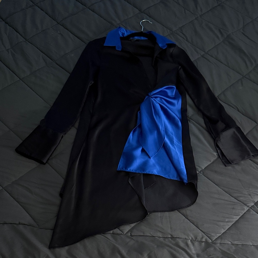 Aqua Asymmetrical Black and Blue Dress